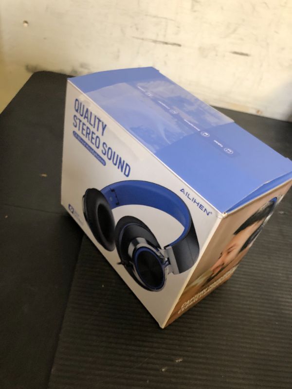 Photo 1 of AILIHEN C8 Headphones Wired, On-Ear Headphones with Microphone and Volume Control Foldable Corded Stereo 3.5mm Headset for Smartphones Chromebook Laptop Computer PC Tablets Travel(Black/Blue)