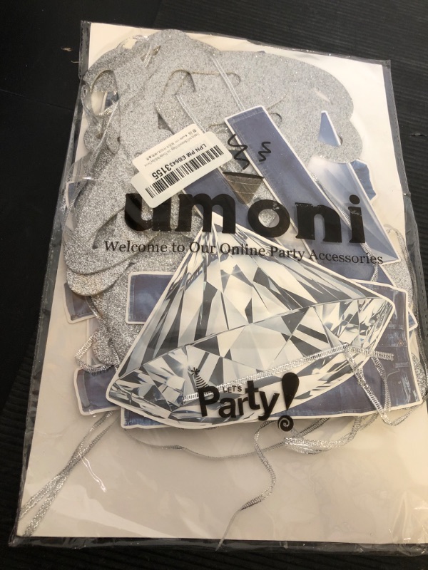 Photo 1 of Denim and Diamonds Happy Birthday Banners Silver Denim Themed Birthday Party Decorations 3PCS Crystal Jeans Party Banners Denim Jacket Party Supplies for Girls Denim Theme Decor