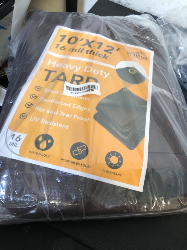Photo 1 of Winpull Tarp 10x12FT, Large 16 Mil Heavy Duty Tarps, Waterproof Tarp with Brass Grommets and Reinforced Edges, UV Resistant, Tear&Fade Resistant Poly Tarp for Outdoor Camping Pool Car Tent