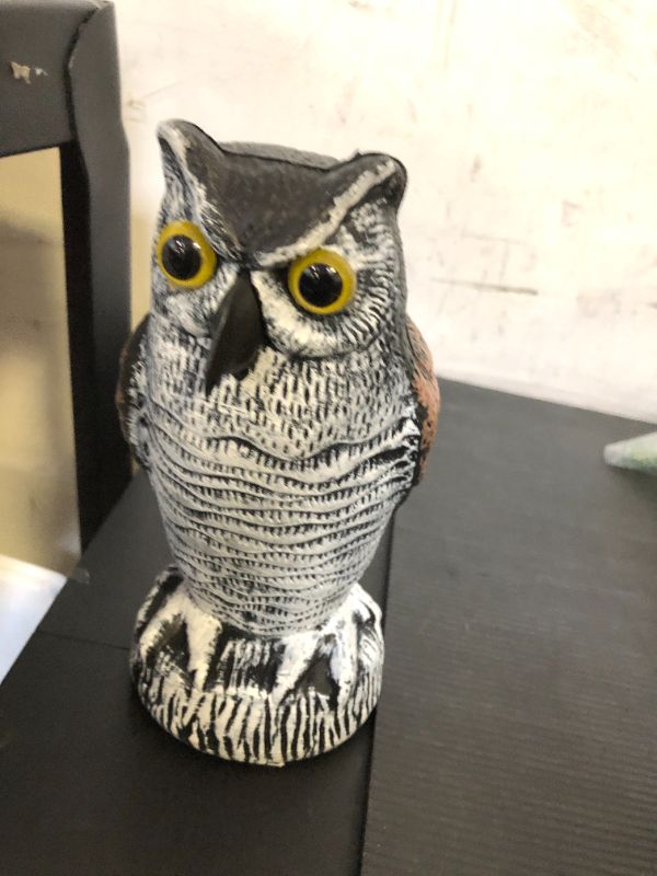 Photo 1 of OFFO Bird Scare Devices Plastic Owl Scarecrow for Outdoor Garden, Yard, Pool Decoration, 8.3 Inch Height, Brown and White