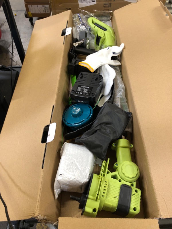 Photo 1 of 13"  Wacker Battery Powered, 3 in 1 Cordless Grass Trimmer/Edger/Brush Cutter with 4 Detachable Blade, Electric Weed Eater with 2 x 4.0Ah Batteries and Charger