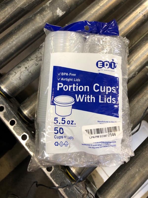 Photo 1 of [5.5 OZ, 50 Sets] EDI Clear Disposable Plastic Portion Cups with Leakproof Lids | Jello Shot/Souffle Cups| Condiment and Dipping Sauce Cups | BPA Free | Recyclable