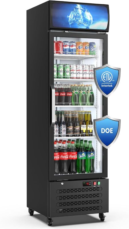Photo 1 of 14.8 Cu Ft Commercial Merchandiser Refrigerator for Beverage,Glass Door Upright Display Fridge with Front LED Light,Large Freestanding Business Cooler for Shop,Restaurant,Apartment,etc - DOES NOT GET COLD