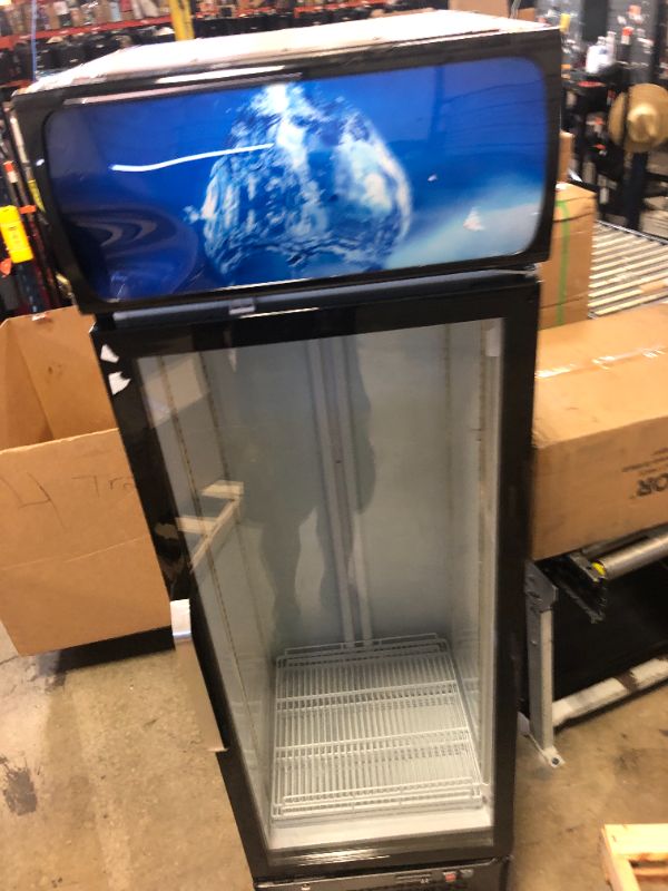 Photo 1 of 14.8 Cu Ft Commercial Merchandiser Refrigerator for Beverage,Glass Door Upright Display Fridge with Front LED Light,Large Freestanding Business Cooler for Shop,Restaurant,Apartment,etc - DOES NOT GET COLD