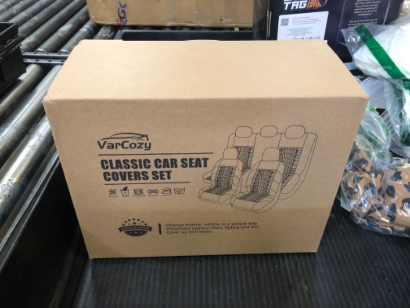 Photo 1 of VarCozy Car Seat Covers Full Set, Front & Split Rear Bench for Car, Universal Cloth SUV, Sedan, Van, Automotive Interior Covers, Airbag Compatible, Black (VC-01-B5)