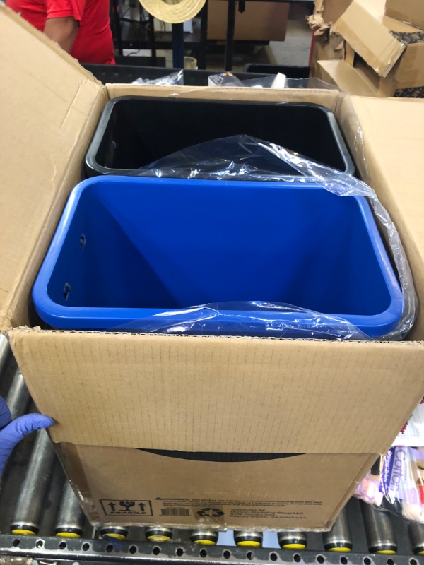 Photo 1 of Home Zone Living 15 Gallon Pull Out Dual Kitchen Trash Can for Recycling and Trash, Under Sink in-Cabinet Design, 58 Liter Total Capacity