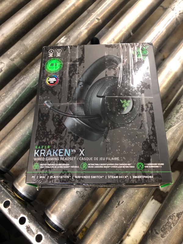 Photo 1 of Razer Kraken V4 X Wired Gaming Headset: 40 mm Drivers - Cardioid Mic - Memory Foam Cushions - Chroma RGB Lighting - Type C & Type A Cable - for PC, Mac, PS5, Nintendo Switch, Steam Deck, Smartphone