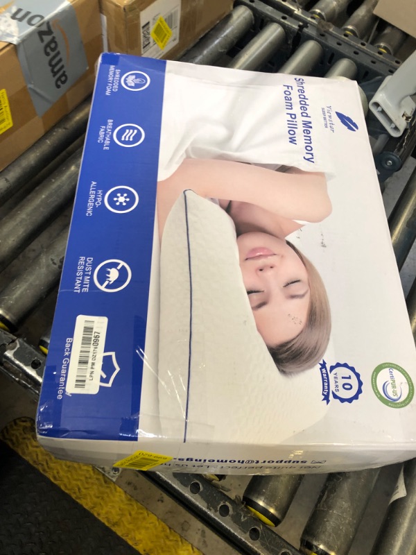 Photo 1 of viewstar King Size Pillows Set of 2, Firm Shredded Memory Foam Pillows Adjustable for Side Back Stomach Sleepers, Washable Removable Cover