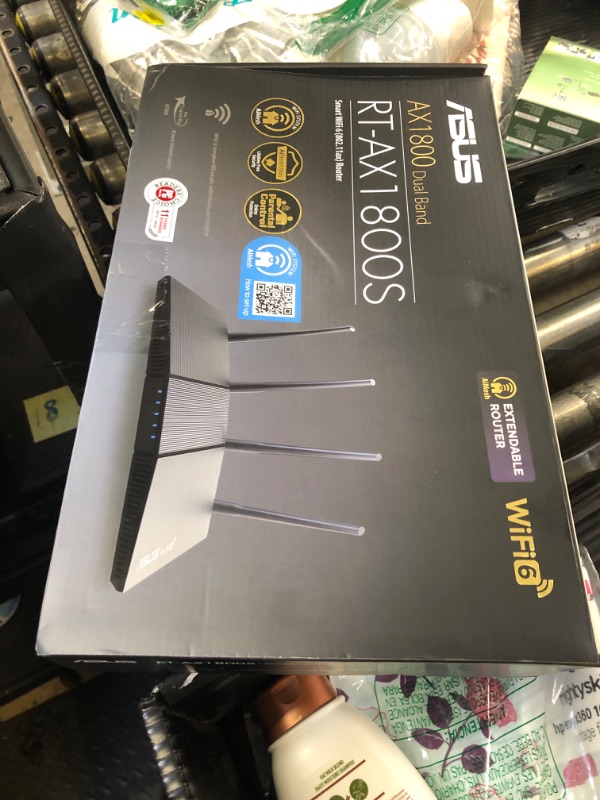 Photo 1 of ASUS RT-AX1800S Dual Band WiFi 6 Extendable Router, Subscription-Free Network Security, Parental Control, Built-in VPN, AiMesh Compatible, Gaming & Streaming, Smart Home