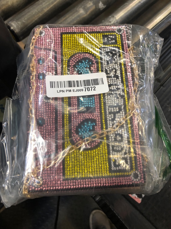 Photo 1 of Renabro Women Retro Radio Shape Crossbody Bag Rhinestone Pink Purse Evening Clutch Purses(90s pink)