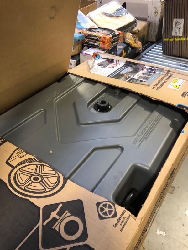 Photo 1 of Camco Rhino 36-Gallon Portable RV Tote Tank - Features 2 Steerable No-Flat Front Wheels & Built-in Gate Valve - Includes Removable 24" Tow Bar, 3’ Sewer Hose & More RV Accessories (39007)