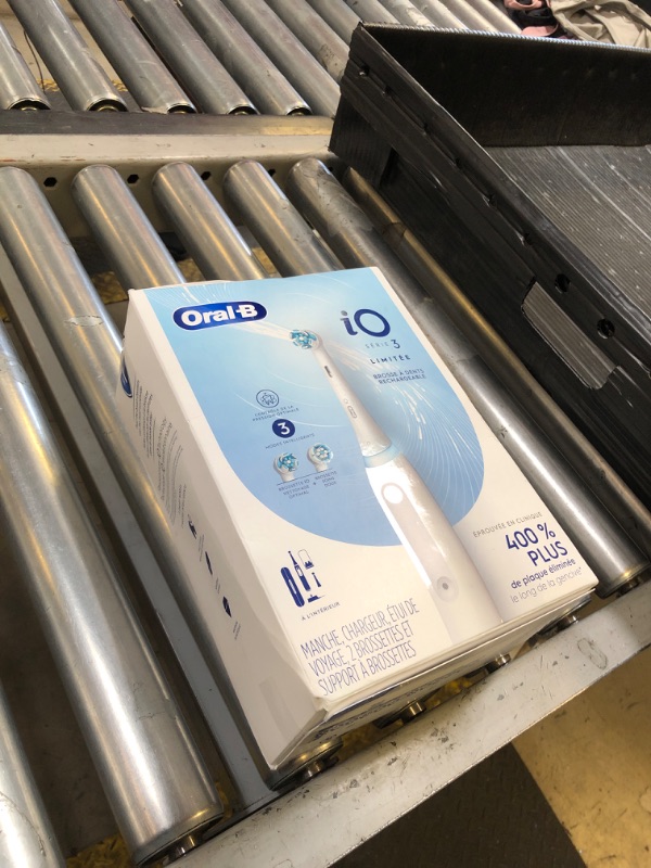 Photo 1 of Oral-B iO Deep Clean Rechargeable Electric Powered Toothbrush, White with iO Series 3 Limited, 2 Brush Heads and Travel Case - Pressure Sensor to Protect Gums - 3 Cleaning Settings - 2 Minute Timer