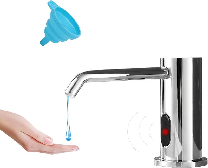 Photo 1 of Touchless Automatic Soap Dispenser for Kitchen Bathroom Sink Built in Liquid Commercial Electric Soap Dispenser with Bottle and Pump Chrome Platingd