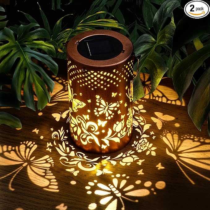 Photo 1 of Solar Lanterns Outdoor Waterproof Christmas Birthdays Gifts for Women Mom Grandma Butterfly Garden Decor Metal Hanging Solar LED Lights for Patio(Hummingbird