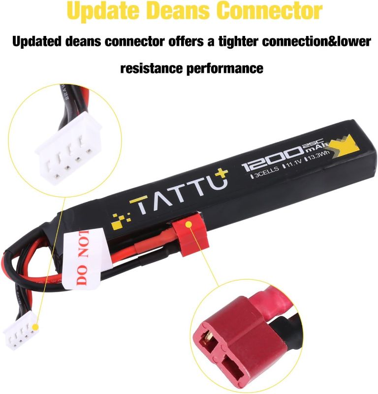 Photo 1 of TATTU 11.1V LiPo Airsoft Stick Battery with Deans Connector,3S 1200mAh 25C Battery Pack for Airsoft Gun