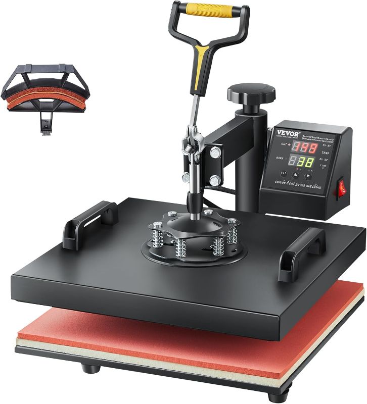 Photo 1 of VEVOR 2 in 1 Heat Press Machine for T Shirts and Hats, 15x15 Inch Professional Swing Away Digital Tshirt Press Machine for Sublimation, Vinyl, Heat Transfer Projects