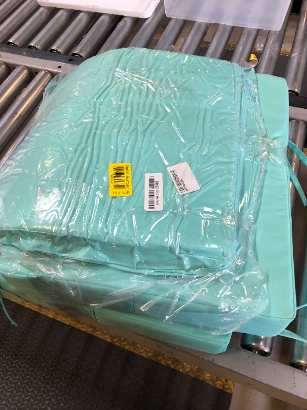 Photo 1 of coolboss Outdoor Chair Cushions Set of 4, Outdoor Cushions for Patio Furniture, Water Resistant Chair Cushions for Outdoor Furniture Square Corner Patio Cushions with Non-Slip Ties, 18.5"x16"x3, Teal
