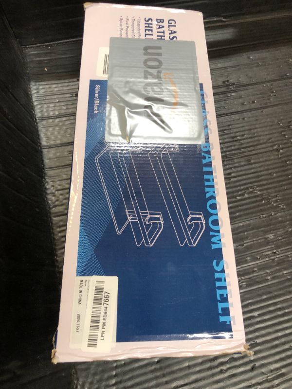 Photo 1 of VOLPONE Glass Shelf for Bathroom 15.7 in Bathroom Shelves with Towel Bar Tempered Glass Shelves with 4 Removable Hooks for Wall?2 Tier?