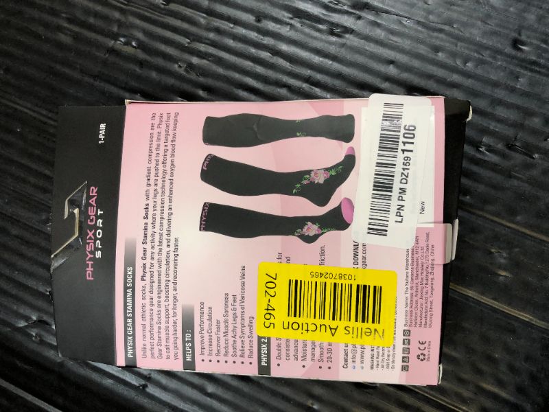 Photo 1 of Physix Gear Compression Socks - Best Men & Womens Compression Socks for Circulation, Running, Nurses, Athletic Use Sock Compression, Blood Pressure Socks, Calcetines de, Black/Pink Flower, L/XL