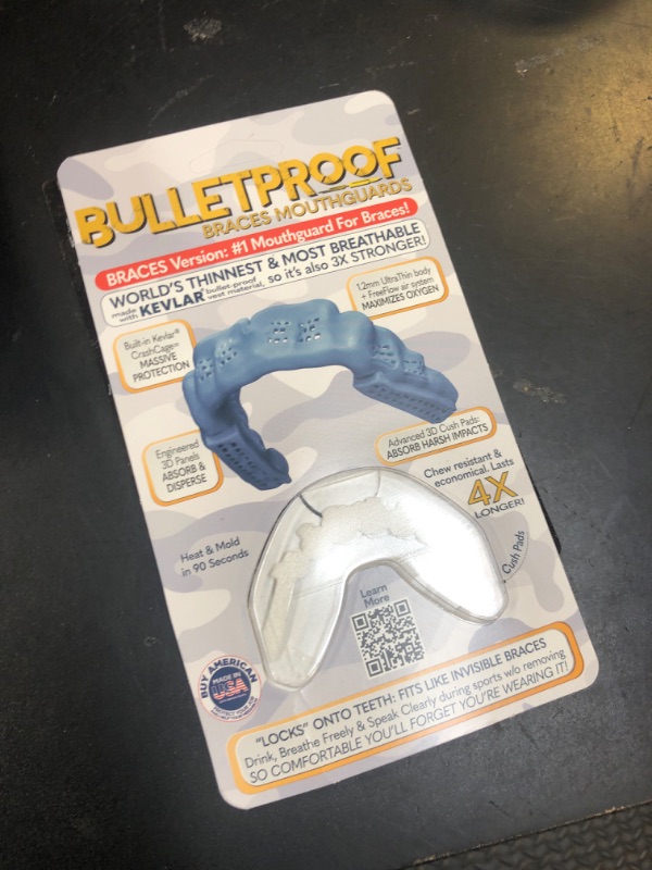 Photo 1 of Braces Mouthguard, BulletProof: World’s Thinnest & Strongest Sports Mouth Guard for Braces! Football Basketball Hockey Lacrosse Rugby BJJ MMA Boxing & Sleeping Mouthpiece. Adult Youth Kids Mouth Piece