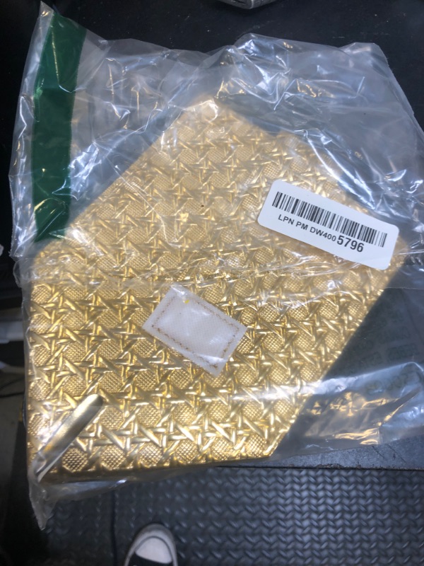 Photo 1 of OLETHA Square Tissue Box Cover - Aesthetic Desk Decor for Room, Home & Office - Tissues Cube Boxes Holder - Lattice Textured, Gold