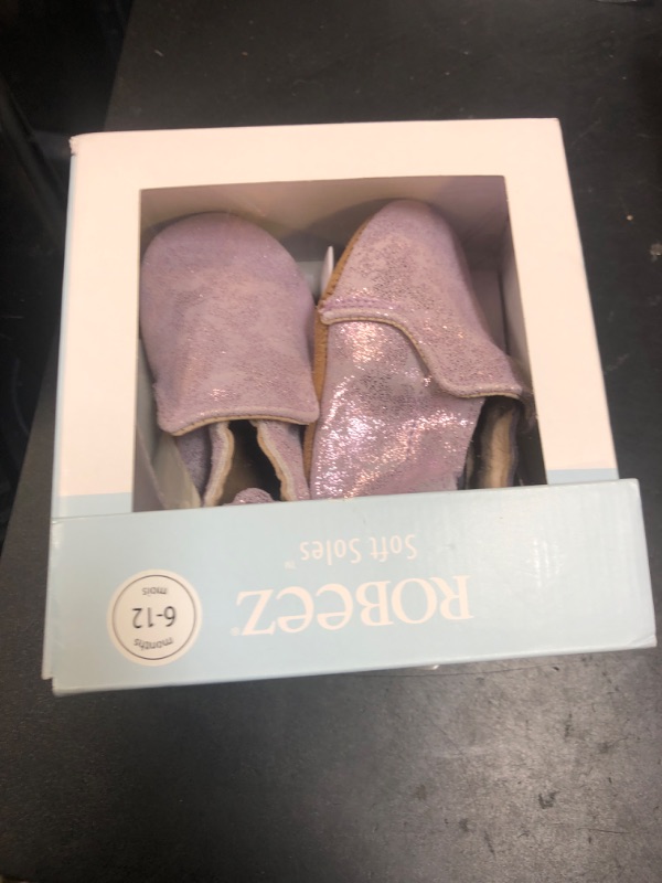 Photo 1 of Robeez Baby Girls Soft Soles Slip-Resistant Crib Shoes Slippers for Infant and Toddler,Pretty Pearl Lavender Suede, 6-12 Months