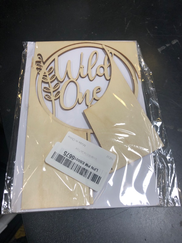 Photo 1 of Wooden Wild One Cake Topper - Flower Theme First Birthday Cake Topper for 1st Birthday Boy and Girl Smash Cake Topper, Number 1 Cake Topper for Photo Booth Props