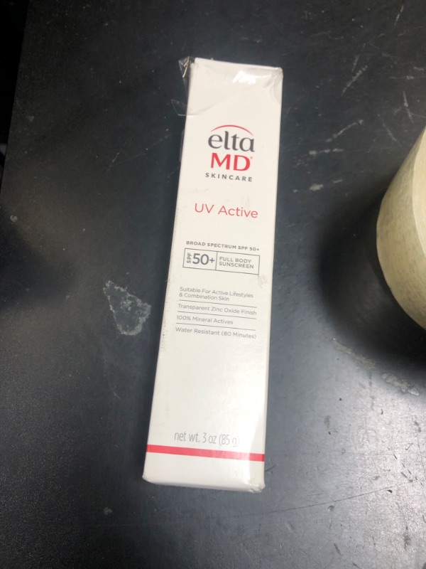 Photo 1 of EltaMD UV Active Mineral Sunscreen with Zinc Oxide, Water Resistant Sunscreen SPF 50+ Up to 80 Minutes, Oil Free SPF for Face and Body, 3.0 oz Tube
