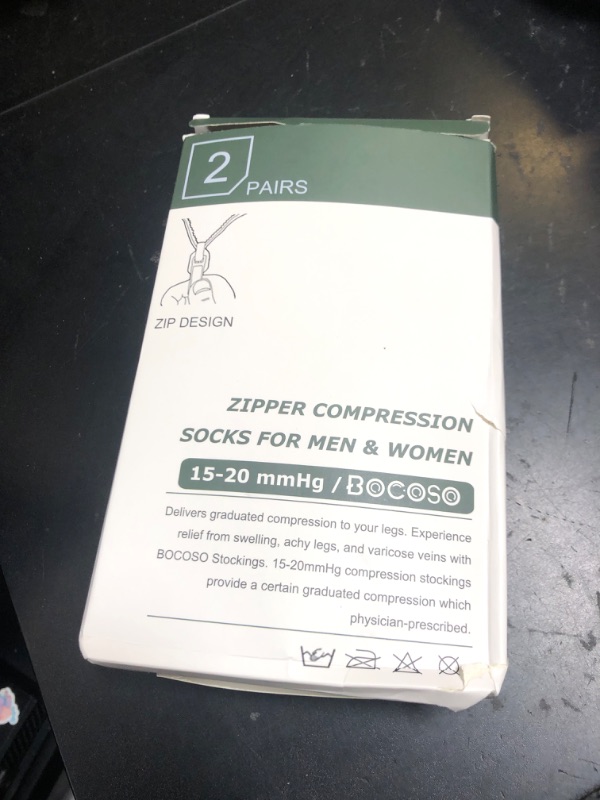 Photo 1 of BOCOSO 2 Pairs Medical Zipper Compression Socks 15-20mmHg for Women&Men, Knee High Compression Stockings