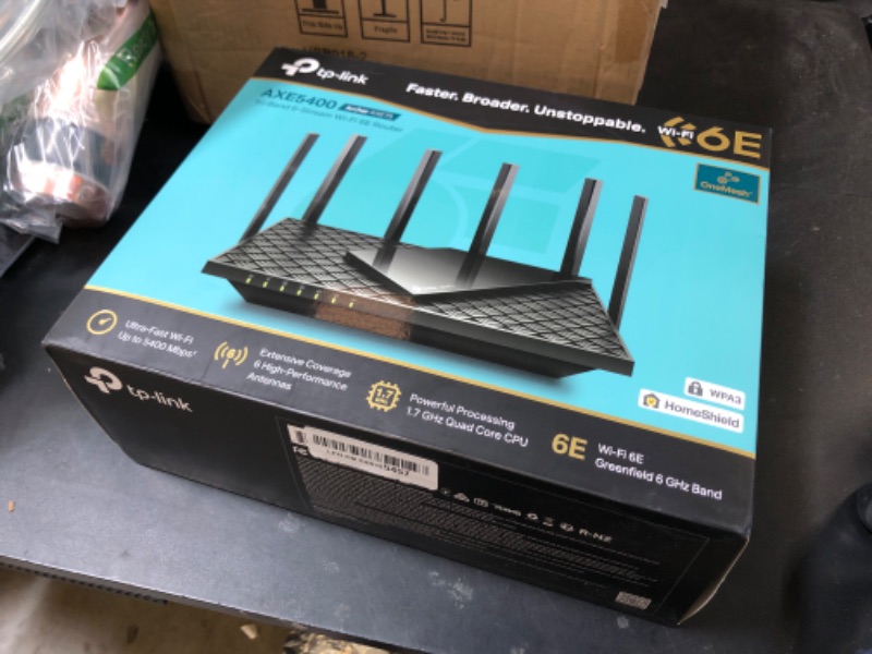 Photo 1 of TP-Link AXE5400 Tri-Band WiFi 6E Router (Archer AXE75)- Gigabit Wireless Internet Router, ax Router for Gaming, VPN Router, OneMesh, WPA3, Black