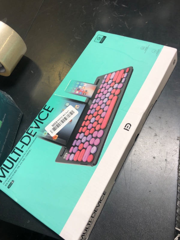 Photo 1 of HUO JI Wireless Keyboard Multi-Device, Bluetooth and 2.4G Dual Mode for iPad, Switch to 3 Devices for Tablet, iPhone, PC, Smart TV, Cellphone, iOS Android Windows, Pink