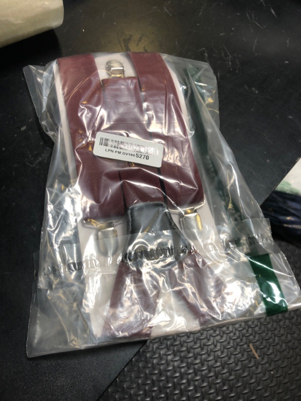 Photo 1 of Alizeal Men's 3.5cm Y-Back Adjustable Suspender and Bowtie, Maroon