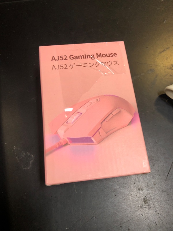 Photo 1 of Lomiluskr AJ52 RGB Wired Gaming Mouse, 7 Programmable Buttons, Computer Mice with RGB Lighting, 200-4800 DPI Adjustable, for PC/Laptop (Pink)