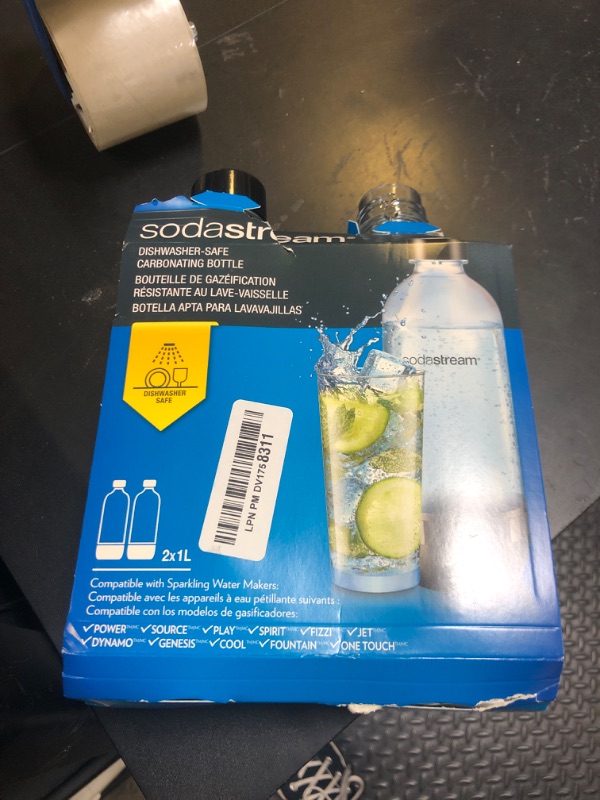 Photo 1 of SodaStream Classic Dishwasher Safe 1L Carbonating Bottle, Pack of 2 (Black)