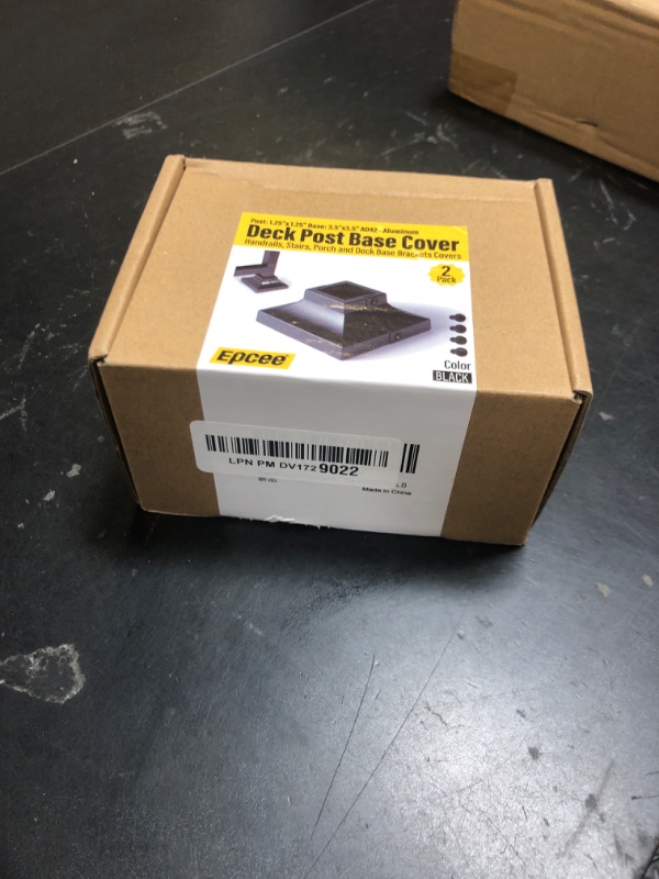 Photo 1 of Epcee 2pcs 1.25" Aluminum Deck Post Base Cover, Skirt, Handrail, Stair, Porch, Railing Base Brackets Covers (Black)