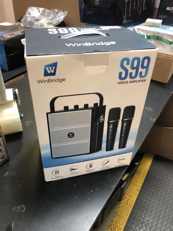 Photo 1 of 100W Powerful Voice Amplifier with 2 Wireless Microphones, Big Pro Sound Portable Speaker with Microphone, Bluetooth Speaker PA System Karaoke Machine Support BT/USB/TF Card/Aux/Guitar S99