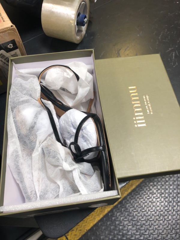 Photo 1 of iiimmu Women's Bow Heels 4 IN Stilettos Open Toe Heeled Sandals Elegant Sandals PU Leather Black Heels, Size 8.5