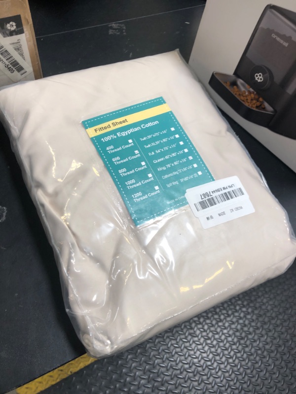 Photo 1 of King Size Fitted Sheet Only Light Beige, 100% Egyptian Cotton 600 Thread Count, 16" Deep Pocket Premium Cotton Mattress Sheet (1 Bottom Sheet Only)