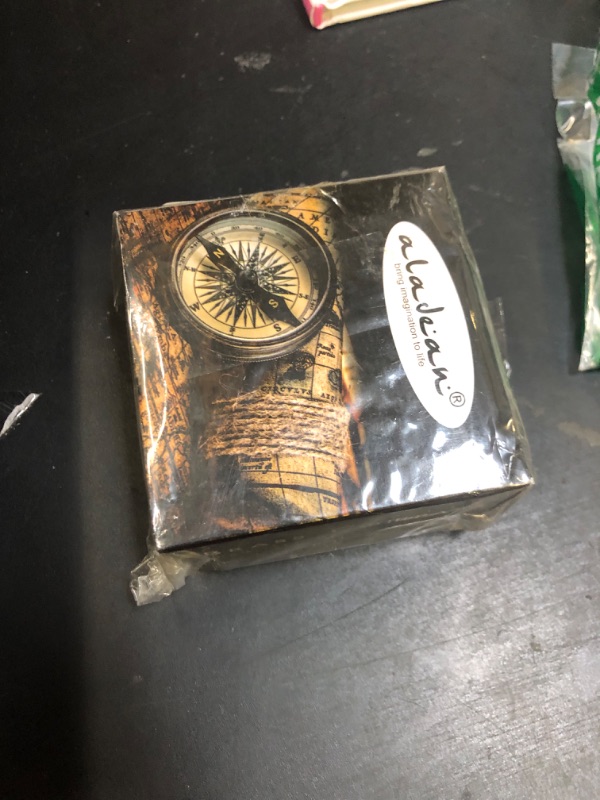 Photo 1 of ALADEAN Brass Grandson's Divine Path Finder Compass - Engraved Quote, Wood Box, Uplifting Gift