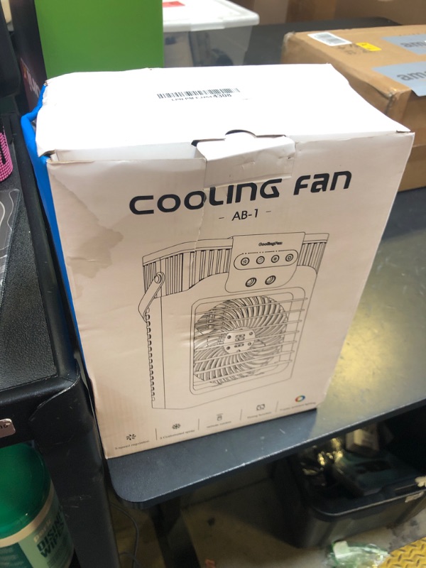 Photo 1 of Portable Air Conditioner, LEAEYFE 3 Higher Speeds With 1200ml Extra Large Water Tank, 7 Color Lights 2/8 Hour Timer, 120° OscillatingCooling Fan For Desk, Home, Bed and Living Room