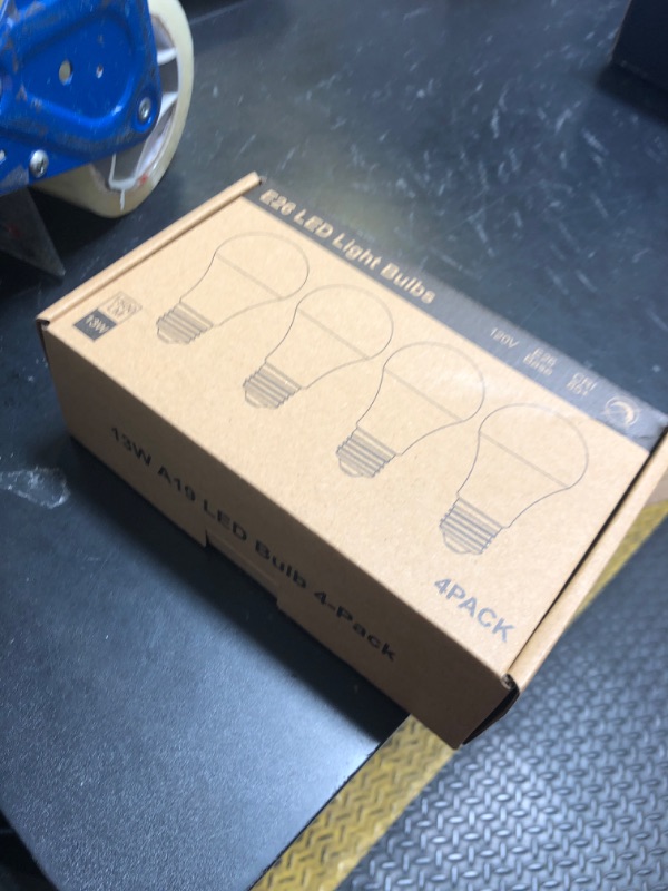 Photo 1 of PARTPHONER A19 LED Light Bulb, 100 Watt Equivalent LED Bulbs, 13W Daylight White 5000K, 1500LM, E26 Standard Base Non-Dimmable White LED Light Bulb, CRI 85+, 4-Pack