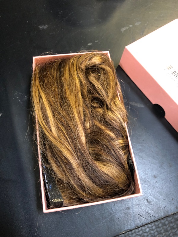 Photo 1 of WIGNEE 100% Remy Double Weft Invisible PU OVO Human Hair Extensions 18 Inch Micro Beads Real Human Hair Extensions T4/27 Highlight Honey Blonde Genius Weft Hair Extensions Human Hair