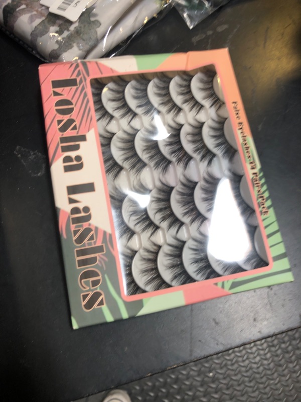 Photo 1 of Losha Eyelashes Natural Look Faux Mink Lashes Pack Handmade Fluffy False Eyelashes 14 Pairs Cat Eye Lashes (54)