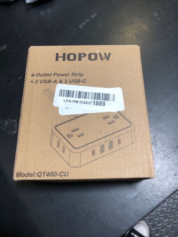 Photo 1 of Flat Plug Extension Cord, 6 Ft Ultra Thin Power Strip with 4 AC Wide Spaced Outlets and 4 USB (2 USB-C) Ports, No Surge Protector for Cruise Ship, White Extension Cord for Travel Home Office