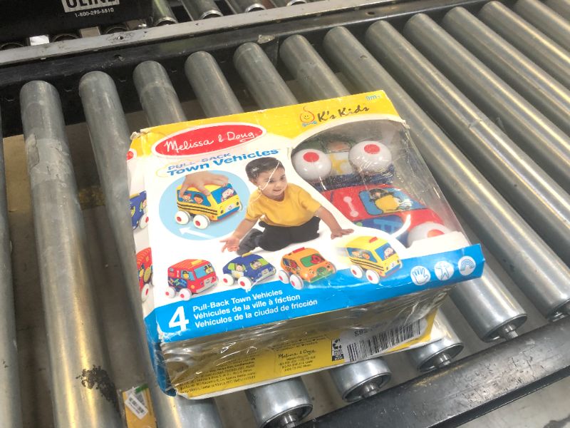 Photo 1 of Melissa & Doug K's Kids Pull-Back Vehicle Set - Soft Baby Toy Set With 4 Cars and Trucks, Soft Vehicles Toys For Babies And Toddlers

