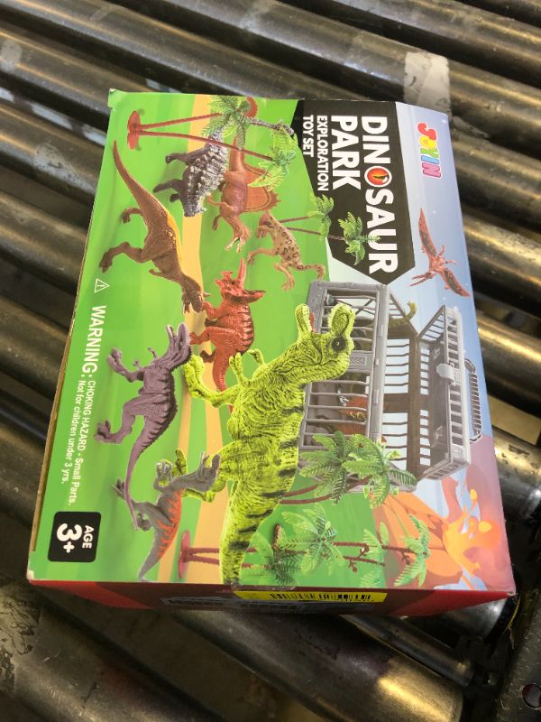Photo 1 of JOYIN Dinosaur Toys with Activity Play Mat & Storage Cage, 19 PCS Realistic Dinosaur Figures & Trees for Toddlers Kids Ages 3-5, Ideal for Boys and Girls Gift