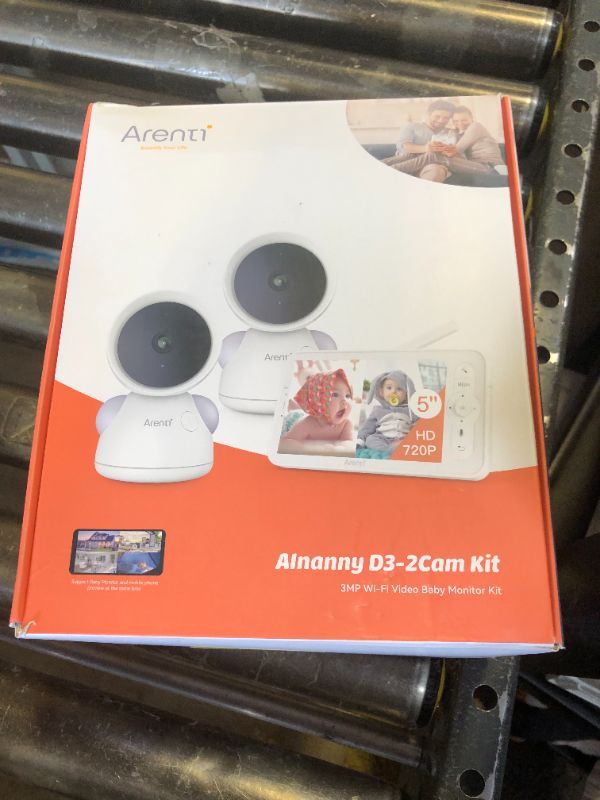 Photo 1 of ARENTI 3MP Baby Monitor with 2 Cameras, 5-inch Split Screen Display, WiFi 6 Smartphone App, Night Vision, Cry Detection, Temp & Humidity Sensor, 2-Way Audio (D3 Set)