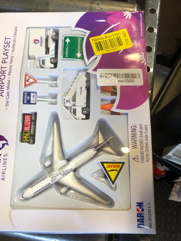 Photo 1 of Daron Hawaiian Airlines 12 Piece Playset with Die-Cast Metal Model Airplane with Plastic Parts, Cars and Transportation Toys for Kids Ages 3+
