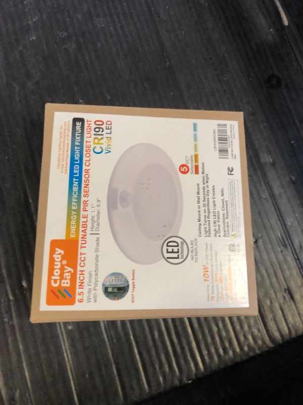 Photo 1 of CLOUDY BAY 5 Color Motion Sensor Ceiling Light, 120V CRI90 10W,6.5 inch 2700K/3000K/3500K/4000K/5000K Selectable LED Flush Mount Fixture for Garage,Walk-in Closet,Attic,Pantry