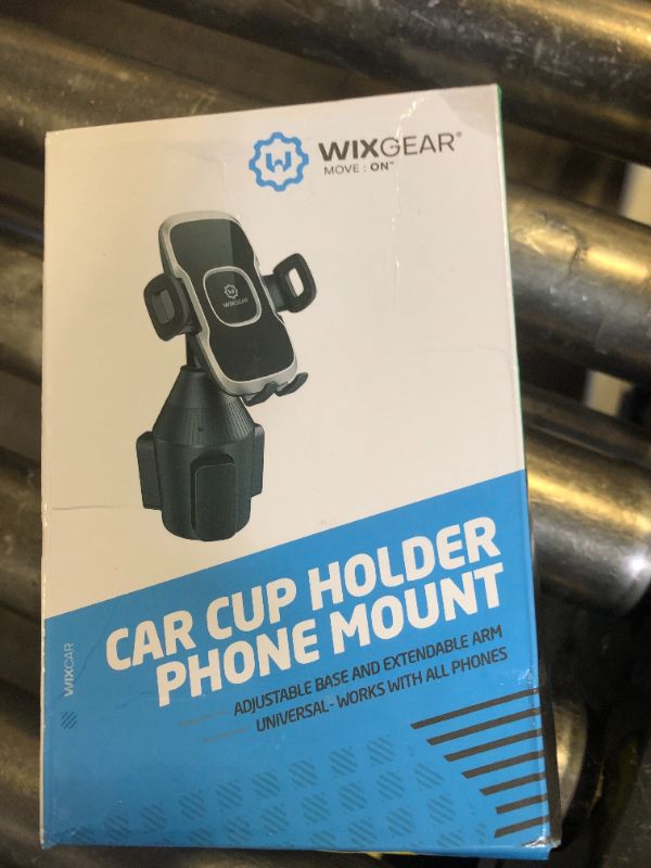 Photo 1 of WixGear Cup Holder Phone Mount with Adjustable Neck, Cellphone Holder for Car, Upgraded Cup Phone Holder for Car, Compatible with iPhone, Samsung, Google, Expandable Side Arm, Sturdy Base
